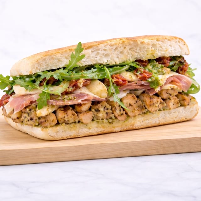 Chicken Breast Pesto & Prosciutto Panini.
