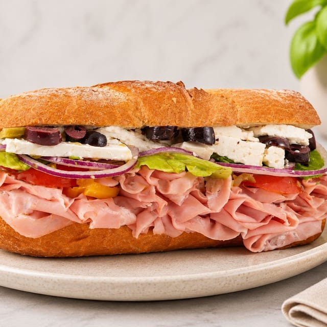 Mortadella Pistachio & Feta Sandwich.