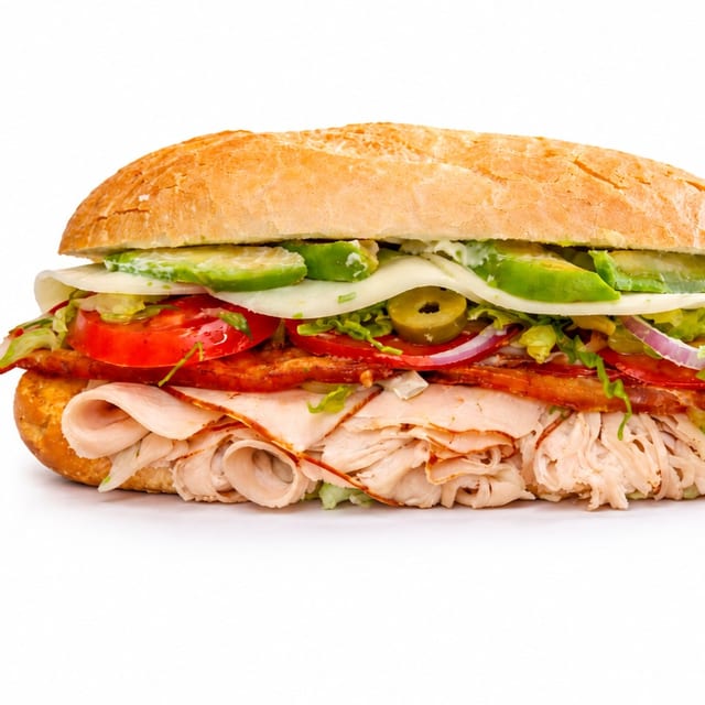 Roasted Turkey Avocado Club Sandwich.